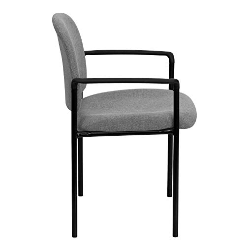 Flash Furniture Comfort Gray Fabric Stackable Steel Side Reception Chair with Arms