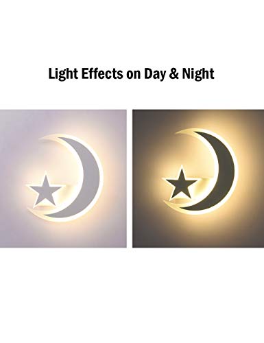 FBBULES 15W Lampada da Parete Stella Luna Applique da Parete Interno Montaggio a Parete Lampada a Muro, Illuminazione per Interno Luci da Parete per Bambini Camera da Letto Salotto, Bianco Caldo 3000K - Image 8