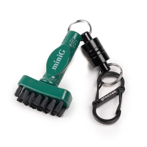 Grooveit Green MiniG 'Dry Scrubber' Mini Golf Brush - Detachable Magnet, Heavy-Duty Nylon Bristles, 3-Yr Warranty - Used On All Professional Tours - Golf Accessory of 2023