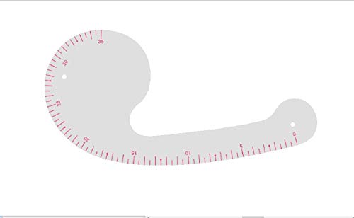 DIHAN #9034 1/2 Scale Ruler, Armhole French Curve Sandwich line Scale Sewing Tailor Ruler Vary Form Tailor Fashion Design Ruler, Pattern Making Ruler, Tailoring Ruler, Garment Ruler, Sewing Ruler
