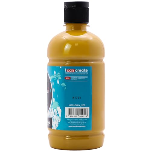 Mont Marte Signature Yellow Ochre Acrylic Paint, 16.9oz (500ml), Semi-Matte Finish, Suitable for Canvas, Wood, Fabric, Leather, Cardboard, Paper, MDF and Crafts