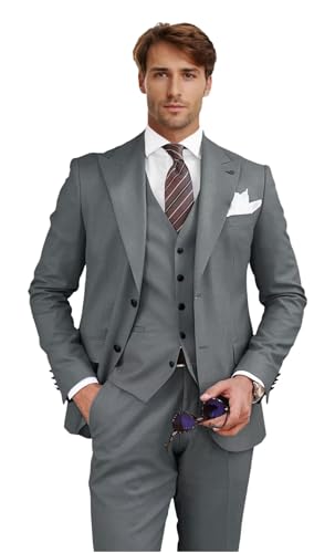 Men's 3 Piece Slim Fit Suits Two Buttons Tuxedo Formal Business Suit for Wedding Prom Dinner Party
