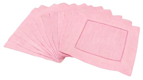 Servilletas de cóctel de lino 6" rosa claro pack 12 miniatura 3