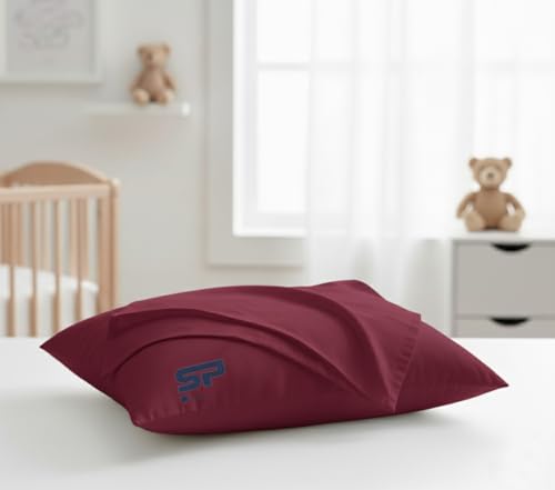 Image of Toddler Travel Pillow case Set of 2 PC Pillow Cover 100% Egyptian Cotton Decorative Pillow case 500 Thread Count Small Pillow case with Zipper Closure Toddler Pillow case 12x16 inch, Burgundy