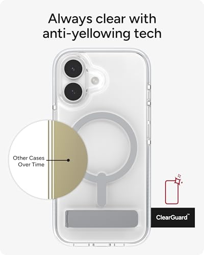 Image of ZAGG Santa Cruz Snap Case with Kickstand for iPhone 17 - Silver, Drop Protection (13ft /4m), MagSafe Charging Compatible, ClearGuard Anti-Yellowing Technology, Scratch Resistant Phone Case