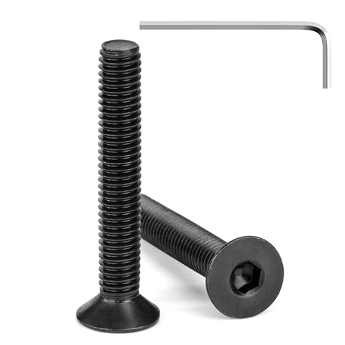 Tunejoy Viti a Testa Svasata M6 x 40 mm Nero Vite a Brugola Bulloni in Acciaio Inox A2 V2A Viti a Testa Piatta Norma DIN 7991 con Chiavi a Esagono Filettatura Completa 20 pezzi
