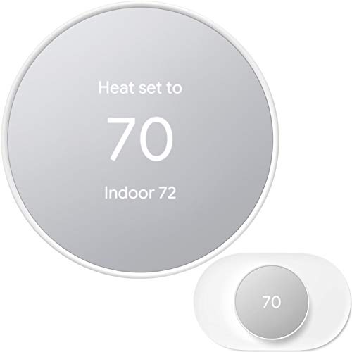 Google Nest GA01334-US - Termostato inteligente para el hogar - Termostato WiFi programable - Nieve - Paquete con kit de ajuste de termostato Google Nest a juego, placa de montaje en pared GA01837-US