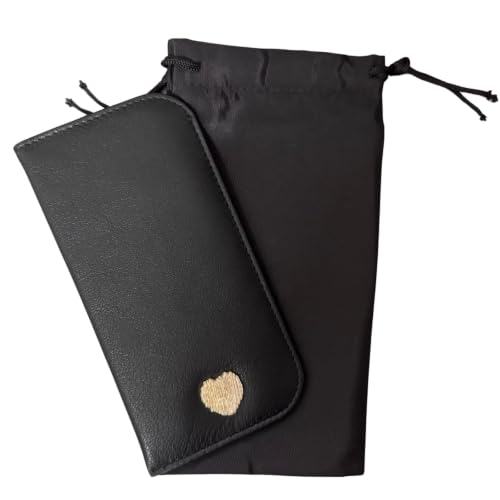 Étui à lunettes femme Love EMVY pochette en cuir véritable pour rangement souple