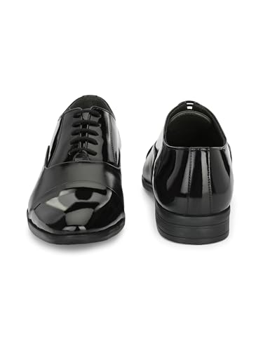 Image of San Frissco Mens Formal Shoes Lace Up Textured Glossy Oxfords /Soft Cushioned Footbed with TPR Sole /Comfortable, Stylish, Trending, Party, Outdoor Shoes for Office & College