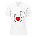 Blouse Medicale Femme Manche Courte Blanc T Shirt Impression De Bande Dessinée Top Uniforme De Travail Haut Tunique Médicale Infirmiere Femme Professionnelle Chemisier Infirmiere Femme Personnalise