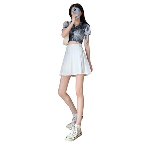 Women's Korean Style Gray Pleated A-Line Short Skirt