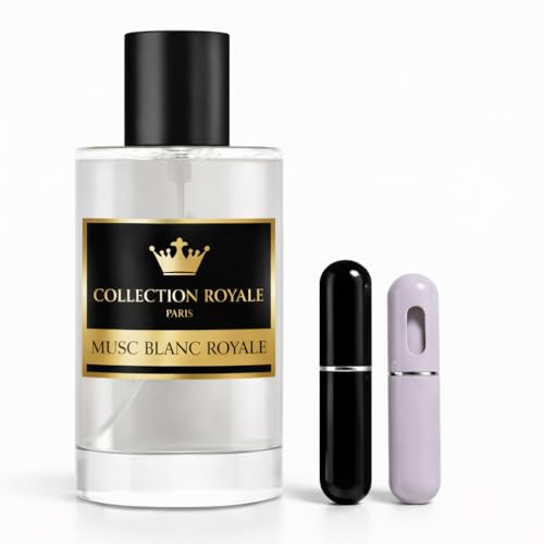 Almizcle Blanc Royale de Collection Royale Paris – Perfume fresco y elegante – Estuche con 2 atomizadores de viaje recargables – Formato bolso y viaje – 50 ml