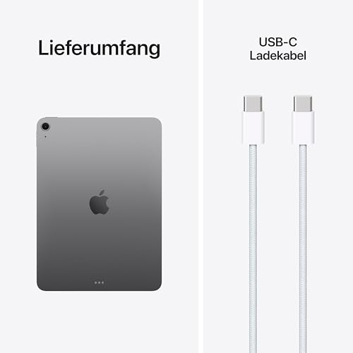 Apple 11" iPad Air (M4): Liquid Retina Display, 128 GB, 12 MP Front‑/Rückkamera, WLAN 7 mit Apple N1, Touch ID, Batterie für den ganzen Tag – Space Grau