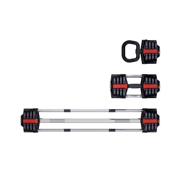 Set 3 in 1 con manubri, bilanciere e kettlebell regolabili, set di pesi multifunzione da 24 kg, per palestra domestica, attrezzatura salvaspazio per l'allenamento della forza con quadrante