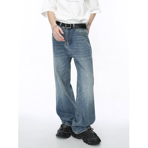 Men's Denim Jeans Korean Style Loose Straight Leg Casual Weekend Daily Commuter Pants for Men2