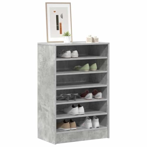 Meuble à chaussures gris béton 7 compartiments 60x35x92 cm - 4