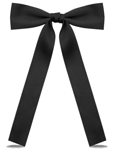 LJBFNN Western Ties for Men Women, Black Clip on Ribbon Bow Tie, Pre-Tied Colonel String Tie for Party Shirt Uniform Wedding (Brooch:black)