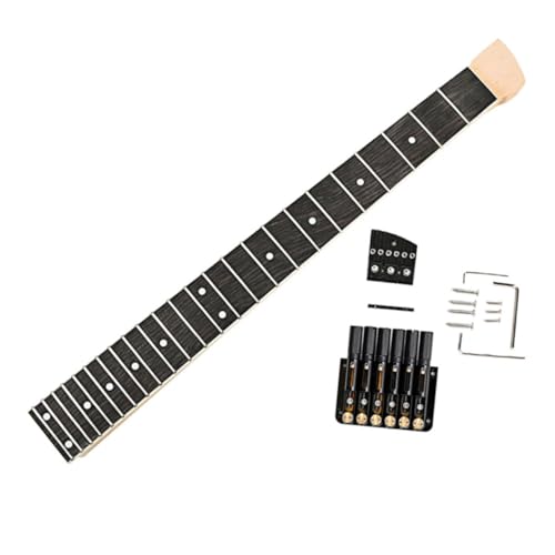 SAFIGLE Kit de Mástil de Guitarra Eléctrica Cuerpo de Guitarra sin Pintar 24 Trastes Accesorio de...