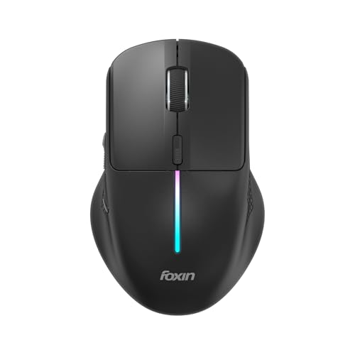 Image of Foxin Voltra Wireless Bluetooth Mouse, Dual Mode (Bluetooth 5.3 + 2.4GHz), USB-C Rechargeable, Up to 25+ Days Battery, Up to 3200 DPI, 6 Buttons, RGB Lighting, Ergonomic Mouse for PC, Laptop