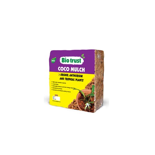 Bio Trust Coco Mulch for Ornamental Plant & Orchid|Coco Husk Chips for Orchid Potting Mix|Coco Mulch 4Kg Block Expands up to 48 Litter