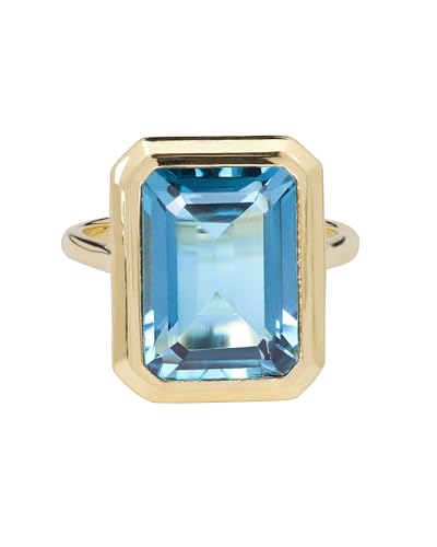 YoTreasure London Blue Doublet Quartz 'Aurora Flare' Ring Solid 14K Yellow Gold Over 925 Sterling Silver Jewelry