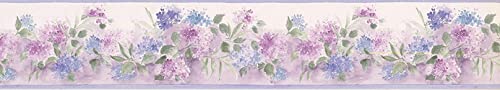 Concord Wallcoverings ™ Wallpaper Border Floral Pattern Flowers Leaves For Bedroom Living Room Kitchen, Purple Blue Green, 15 Ft By 3 In Pp76558 #TOP1