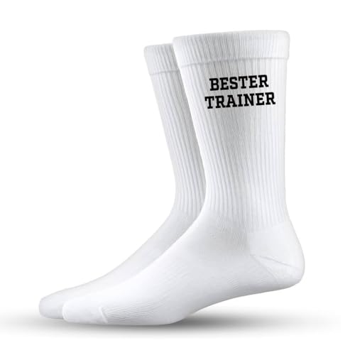 Tassenbrennerei Socken Bester Trainer Tennissocken Geschenk für Trainer Coach Männer Frauen Geburtstag Weihnachten (Schwarz/42)