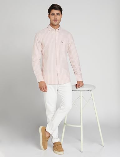 Image of U.S. Polo ASSN. Men's Yarn Dyed Oxford Stripe Spread Collar Full Sleeve Shirts