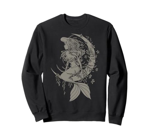 Sweat Ariel Disney : pull femme imprimé petite sirène portrait tatouage noir