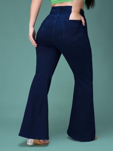 Image of Miss Chase A+ Women's Wide-Leg Mid Rise Regular Length Blast Effect Denim Jeans