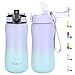 350 ml Izolowana butelka na wodę dla dzieci ze słomką/dzbankiem/2 pokrywkami otwieranymi jednym kliknięciem 10 naklejek sitko na owoce, butelki na wodę ze stali nierdzewnej, podwójne ścianki próżniowe, szerokie usta, bez BPA, odporne na pot i przeciekanie, do szkoły