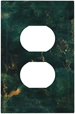 Retro Green Aged Copper Patina 1 Gang Duplex Light Switch Cover Outlet Covers Wall Plate Decorative Electrical Receptacle Faceplate for Kitchen Bathroom Home Art Wall Panel Decor