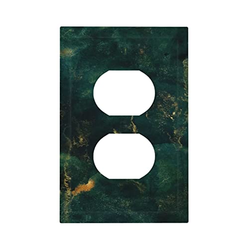 Retro Green Aged Copper Patina 1 Gang Duplex Light Switch Cover Outlet Covers Wall Plate Decorative Electrical Receptacle Faceplate For Kitchen Bathroom Home Art Wall Panel Decor #TOP24