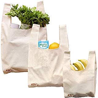 (Set Of 3) Eco Friendly Reusable Bags Organic Cotton T-Shirt Tote Grocery Market And Beach Bags For Shopping, Beach Trips, Picnics, Tailgates, School, Gym, Toy