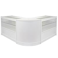 Corner Reception Desk Retail Counter Till Block Shop Office Barber Salon Display Showcase Cabinet Units White