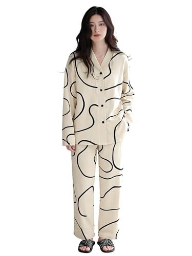 Image of Lymio Womens Korean Night Dress | Full Pyjama Set | Korean Nightsuit | Women Nightwear |Round Neck Full Sleeve Nightsuit | Loungewear | Everyday Nightdress (W-ND-5)