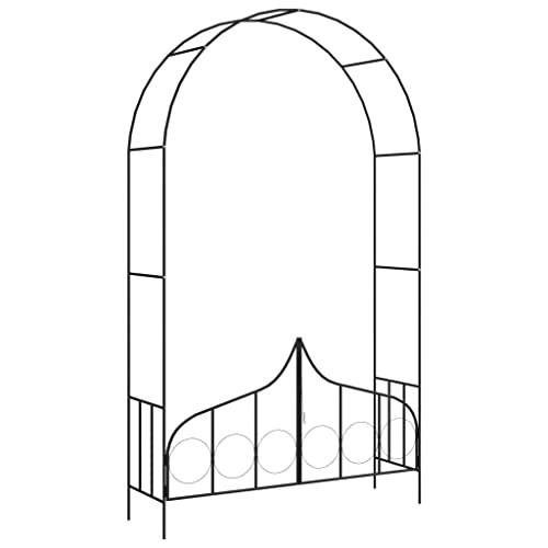 Garden Arch With Gate Black 54.3"X15.7"X93.7" Iron #TOP16