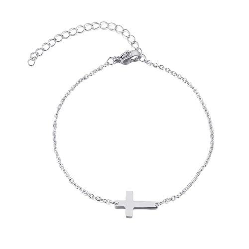 Bracelets Homme Et Femme Bracelet Croix En Acier Inoxydable Longueur De Chaîne Ajustable Unisex Trend Hip Hop Bracelet Ultra Léger Adapté Au Port...