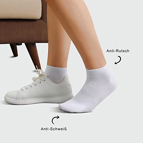 YouShow Sneaker Socken Herren Damen 10 Paar Kurze Halbsocken Quarter Baumwolle Unisex(43-46,Weiß) 4