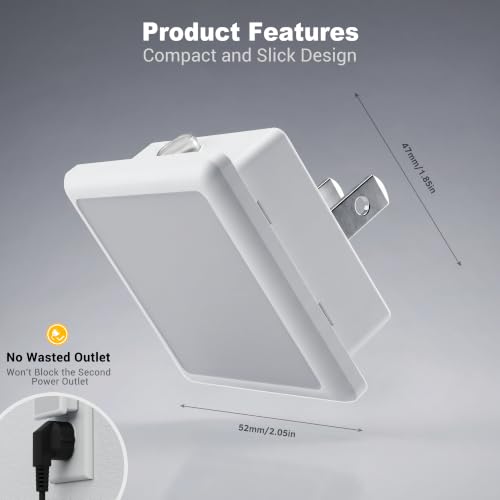Image of JandCase LED 3CCT Night Lights Plug into Wall, 0.3W Plug in Night Light | Dimmable, Dusk to Dawn Sensor, 2 Pack Bright Nightlight Auto-On /Off, for Adults Kids Room Bedroom Bathroom Hallway Kitchen