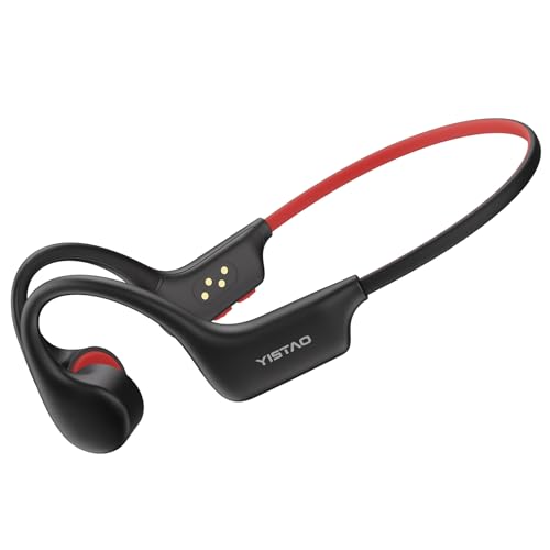 Image of Bone Conduction Headphones, Open Ear Headphones Wireless Earphones, 32GB MP3, 8 Hours Playtime, Bluetooth 5.3, IP68 Waterproof Earphones for Running and Fitness Workout - Red