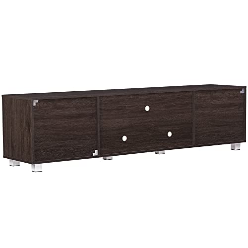 Image of TADesign Robust Engineered Wood TV & Entertainment Unit Matte Finish, 2 Doors with Storage (for TVs up to 70 inches, Dark Walnut & White Color)