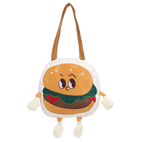 Sac à bandoulière en toile hamburger cartoon grand volume pour femme