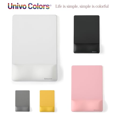 Image of univo colors Design-Wave Wrist Rest Mouce Pad,PE Mouse Sliding Panel+Artificial Sheepskin+Memory Foam+Ergonomic+Anti-Slip Gel,Resilience Support During Work and Gaming,Mouce Accessory,Pink