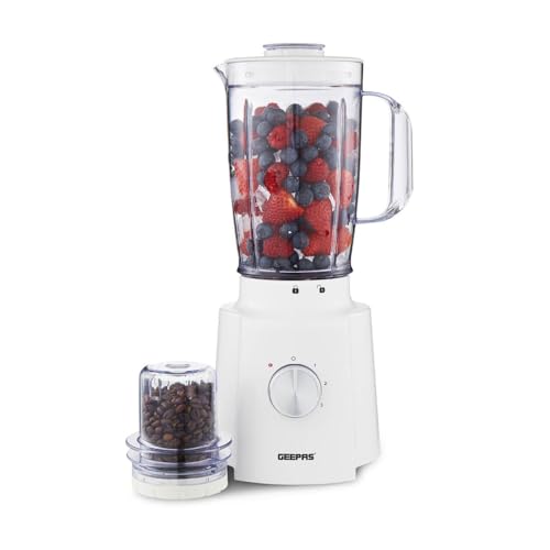 GEEPAS 2-in-1 Food Jug Blender 1.6L Smoothie Maker & 100G Spice Mill 650W
