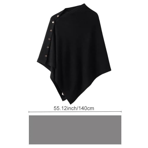 Chal cálido irregular para mujer con botón elegante, capa de punto para otoño e invierno 4