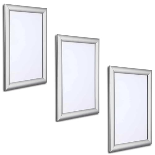 Pack OF 3. A5 Aluminium Snap Frames Click Sign Or Poster Holder Ideal As Menu’s Holder & Certificates Display In Sizes A5, Silver PAck of 3.