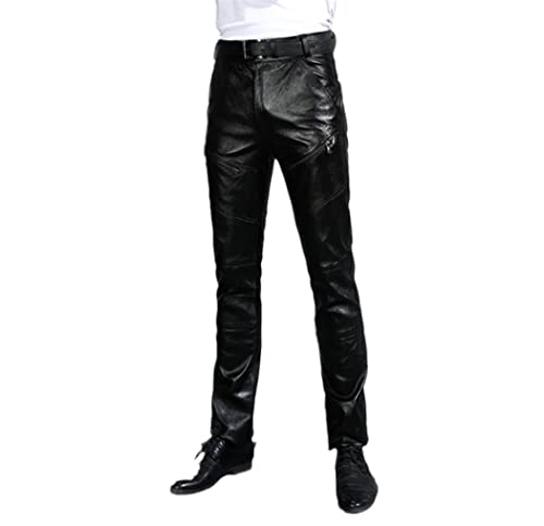 Pantalon en cuir pour homme noir doublé polaire Haitpant chaud pour l'hiver