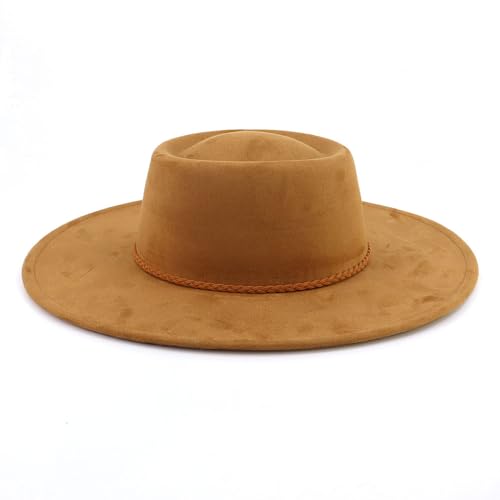 Image of LIDHAY Wide Brim Fedora Hat for Men Women Big Rancher Felt Hat Pork Pie Jazz Hat