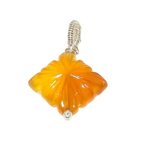 Pendentif argent 925 anti-ternissement avec véritable calcédoine naturelle sculptée pour femme